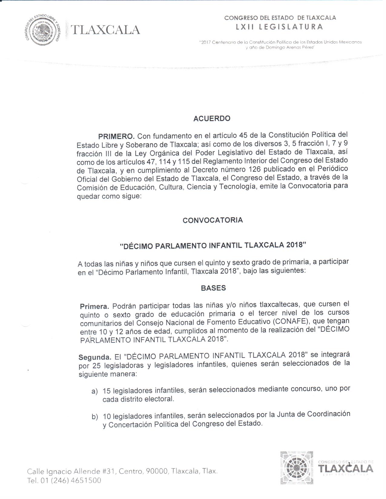 CONVOCATORIA PARLAMENTO INFANTIL 2018 (1)